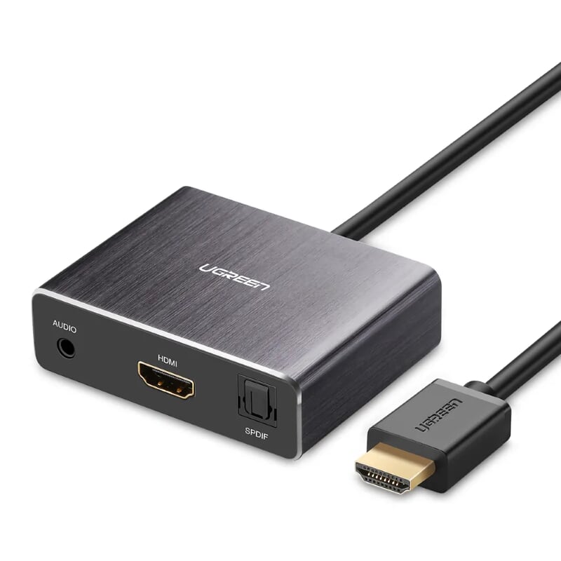 Ugreen 40281 15cm màu đen bộ chuyển đổi hdmi sang hdmi kèm cổng âm thanh cao cấp 40281