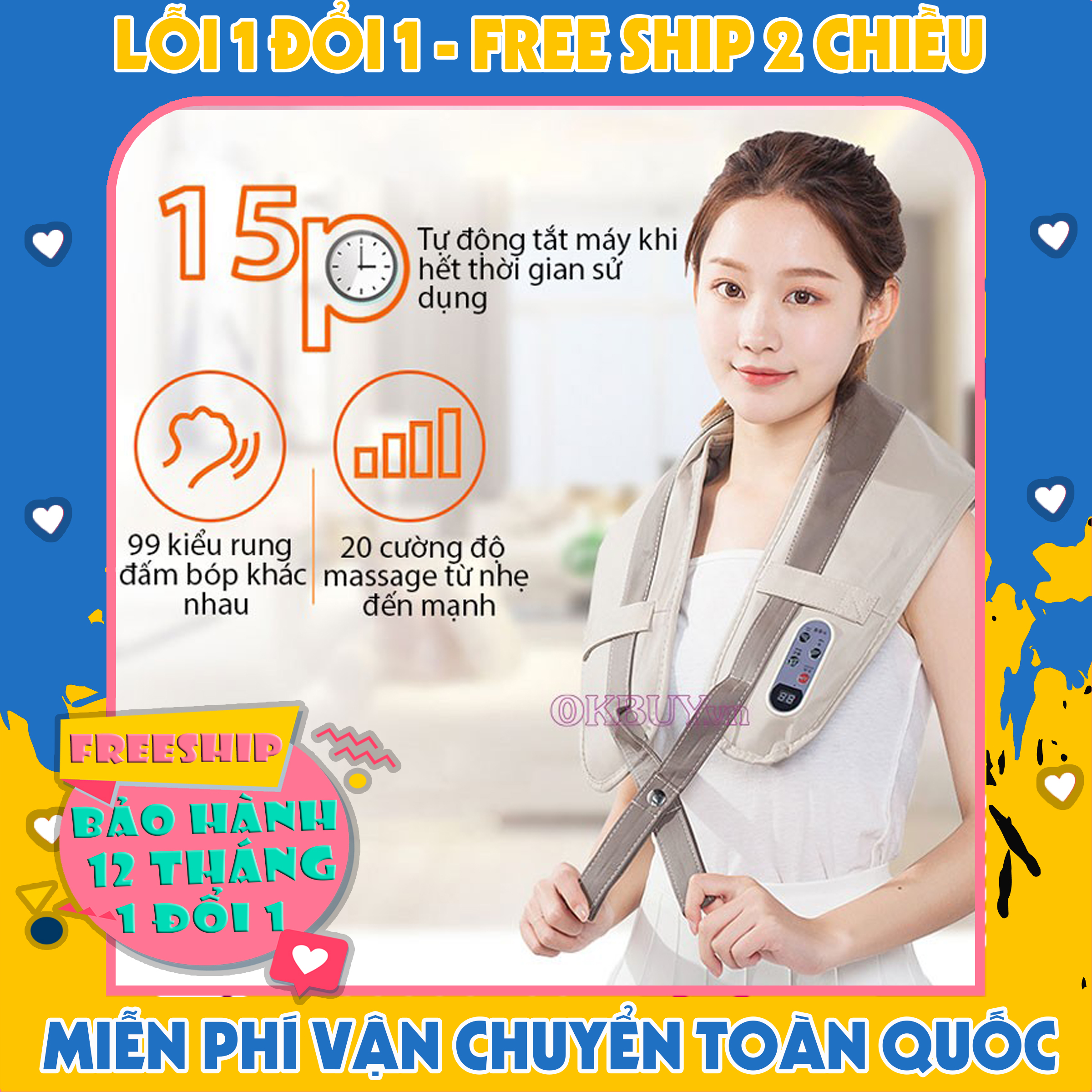 Đai massage đấm lưng vai cổ gáy toàn thân , Máy massage cổ gáy siêu tiện lợi