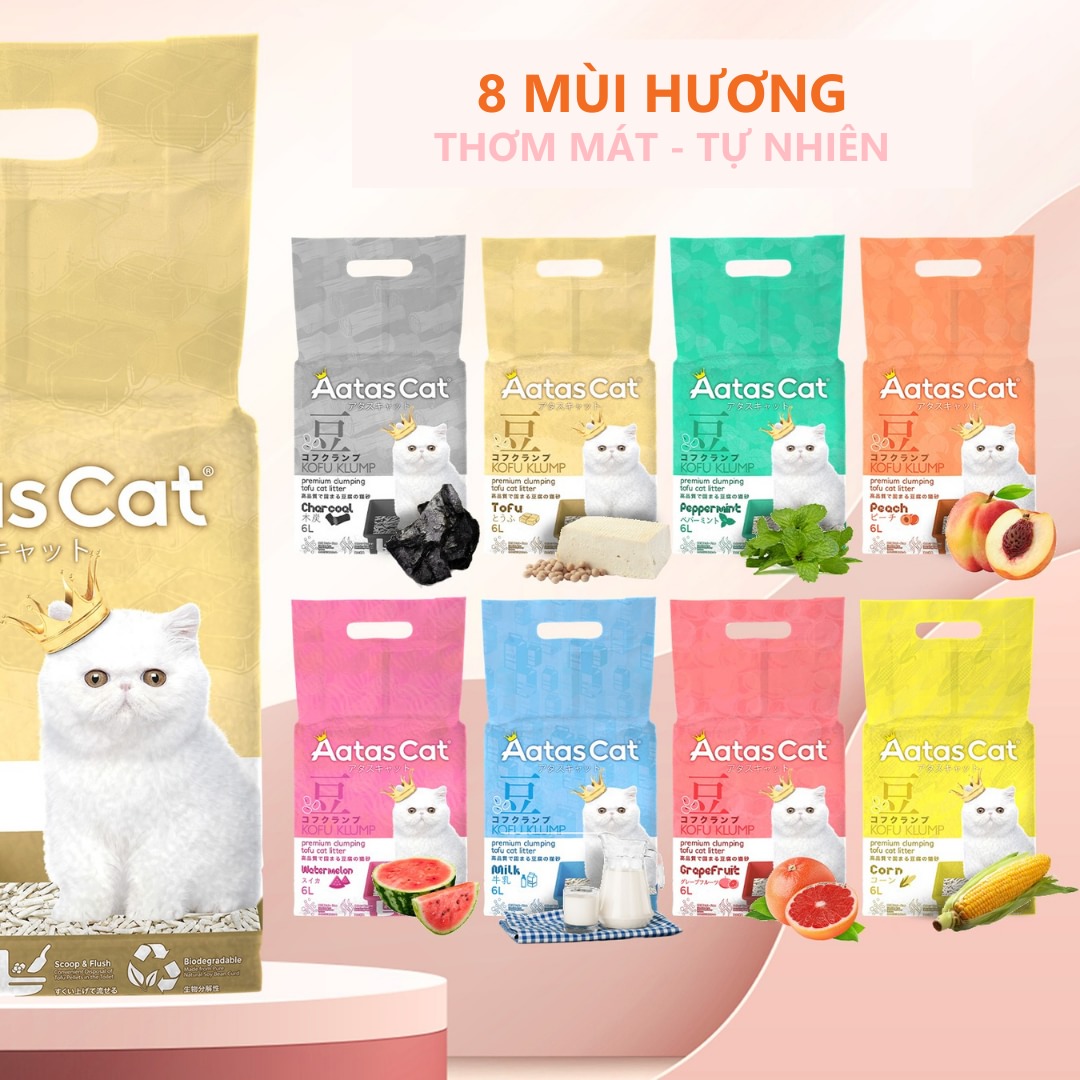 Cát vệ sinh đậu nành cho mèo aatas cat kofu 6l 2.5kg đủ mùi