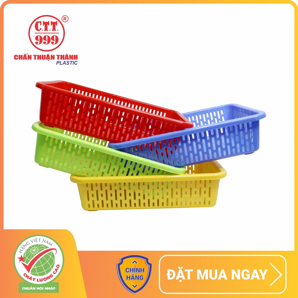 Combo 4 rổ nhựa chữ nhật Chấn Thuận Thành 33x23.5x8.5cm đựng đồ, đựng rau củ, đa năng tiện dụng RCN3320-4