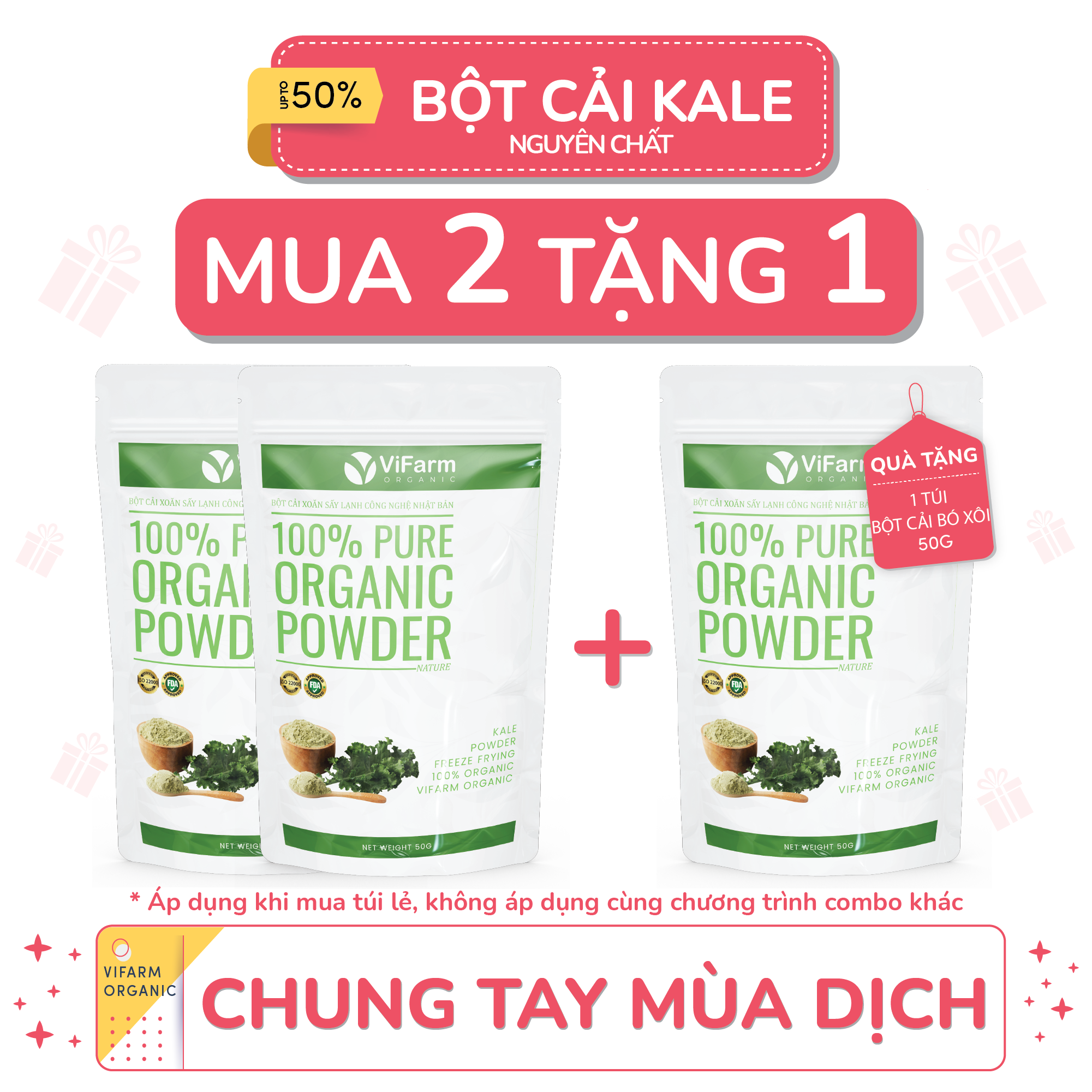 Bột Cải Xoăn Kale Nguyên Chất ViFarm 50g