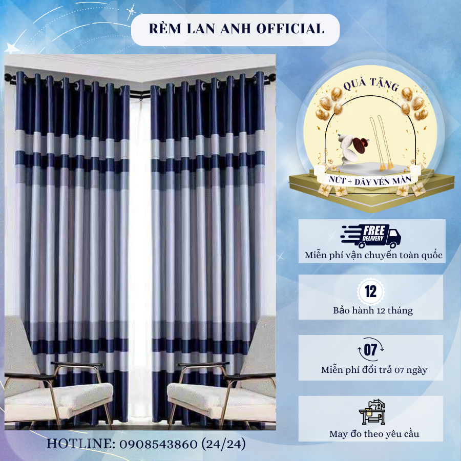 Rèm cửa trang trí vải gấm thô chống nắng, chống bụi, cản nhiệt  dài 2m7 nhiều màu