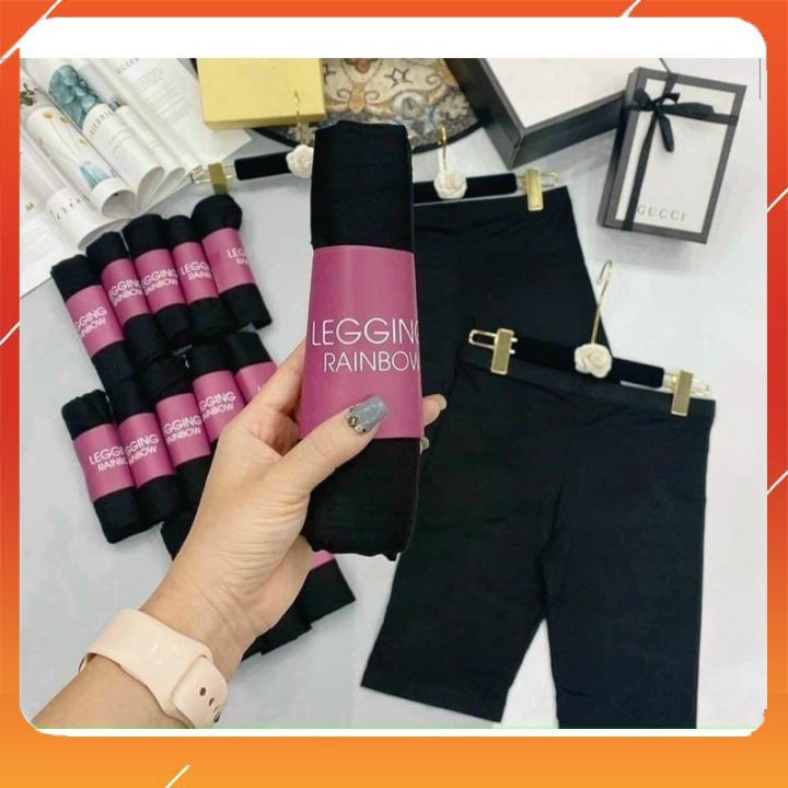 Quần legging cotton đùi cuộn tím