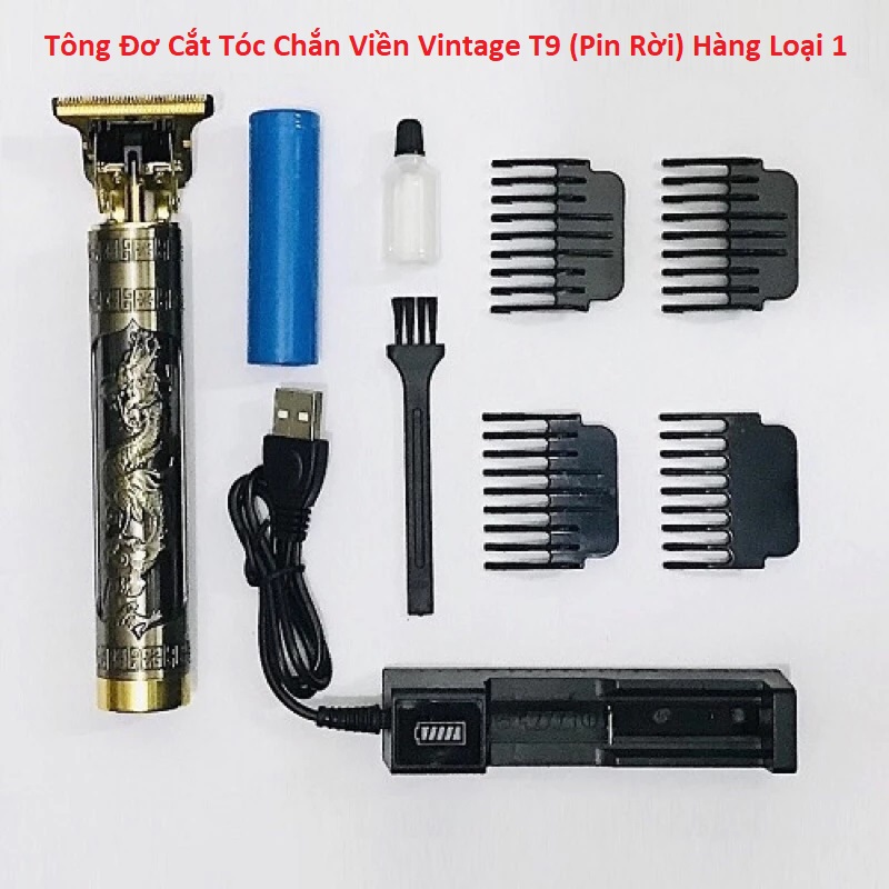 Tông Đơ Cắt Tóc Chắn Viền Vintage T9 (Pin Rời) Hàng Loại 1 và (loại 2)