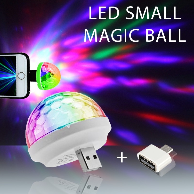 Đèn Led vũ trường USB mini đầy màu sắc cảm ứng theo nhạc - tặng kèm đầu chuyển micro USB