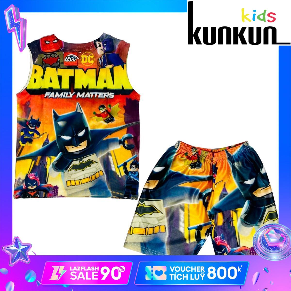 Quần áo bé trai in hình Siêu Nhân Dơi 2 chất Thun lạnh Kunkun Kid BL140 - Bộ ba lỗ bé trai size đại từ 10-60kg