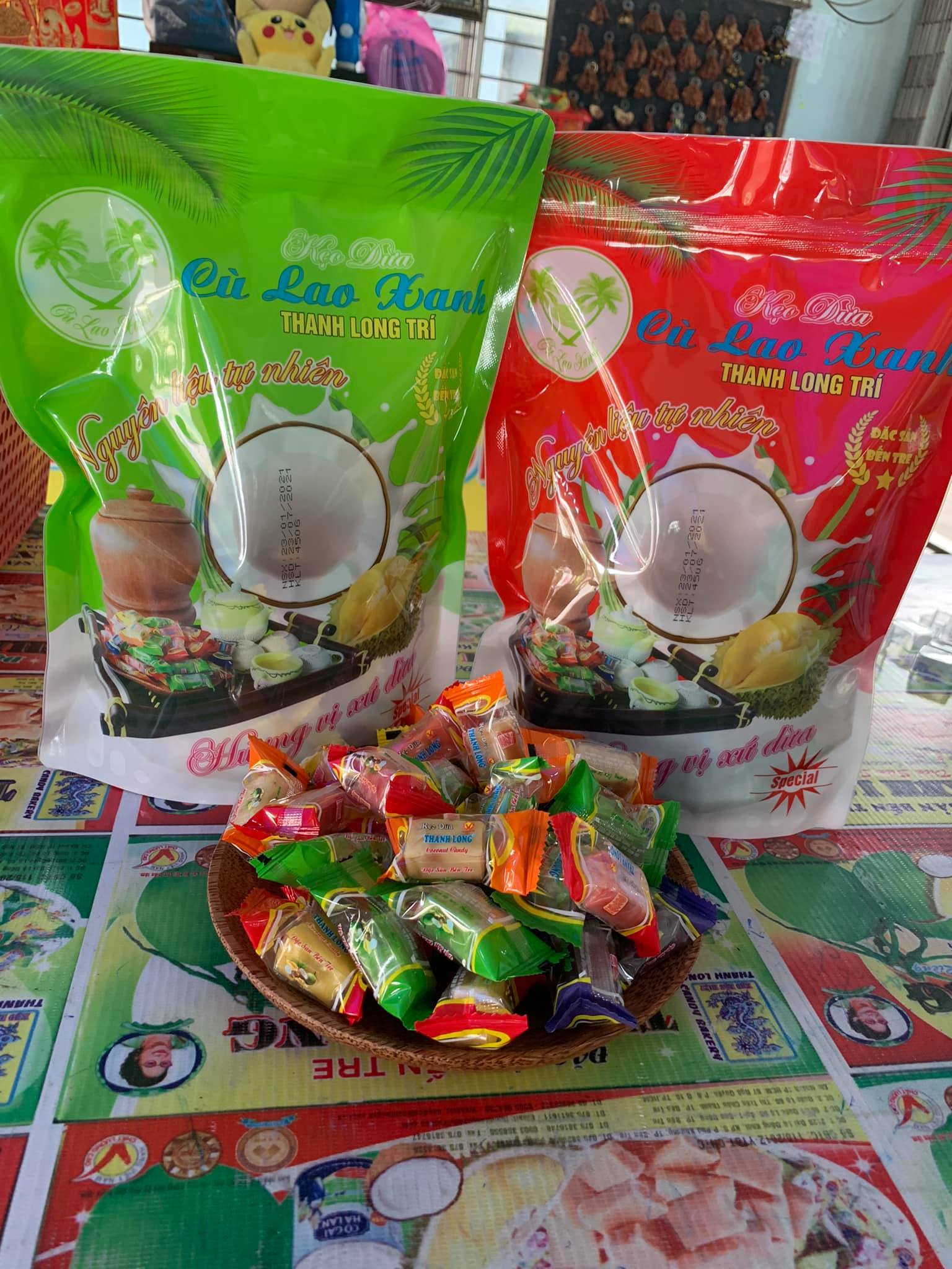 Kẹo dừa thập cẩm cù lao xanh thanh long trí - đặc sản bến tre 450g