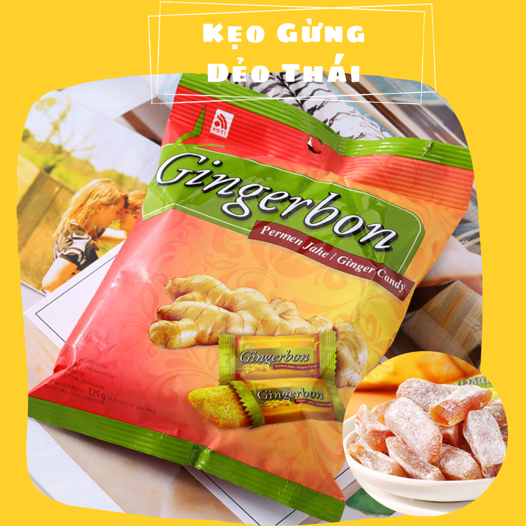Kẹo Gừng Dẻo Gingerbon Thái Lan 125g - Ginger Candy - Shop Mẹ Bắp [Date 12/2023]