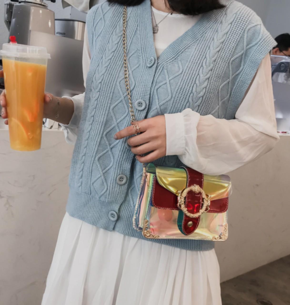 Túi pha lê nịt phối màu qc