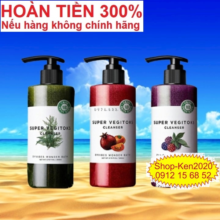 Sữa rửa mặt rau củ thải độc Super Vegitoks Cleanser Wonder Bath (Full size - 300 ml) chính hãng Hàn Quốc