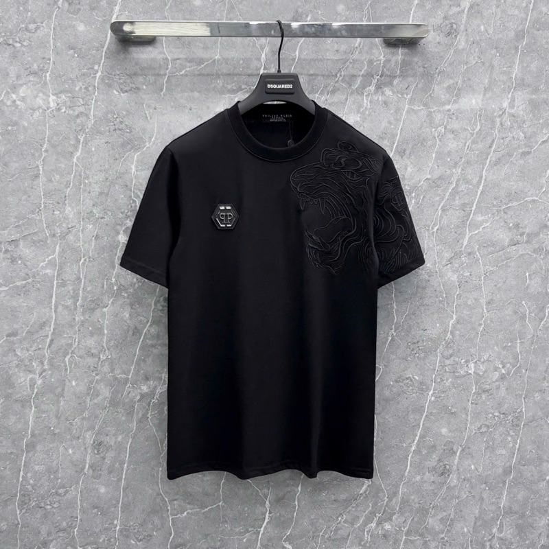 Áo Phông Nam Philip Plein Đính Logo mặt hổ thêu Ngực Cực Đẹp - Áo Thun Nam Philip Pờ Len Thêu Hổ Siêu Hót,hhn.