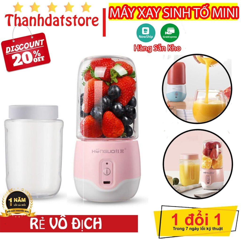 Máy xay sinh tố cầm tay mini hàng nhập khẩu sạc pin bảo hành 1 đổi 1 trong vòng 6 tháng - mẫu mới 2021 5.0