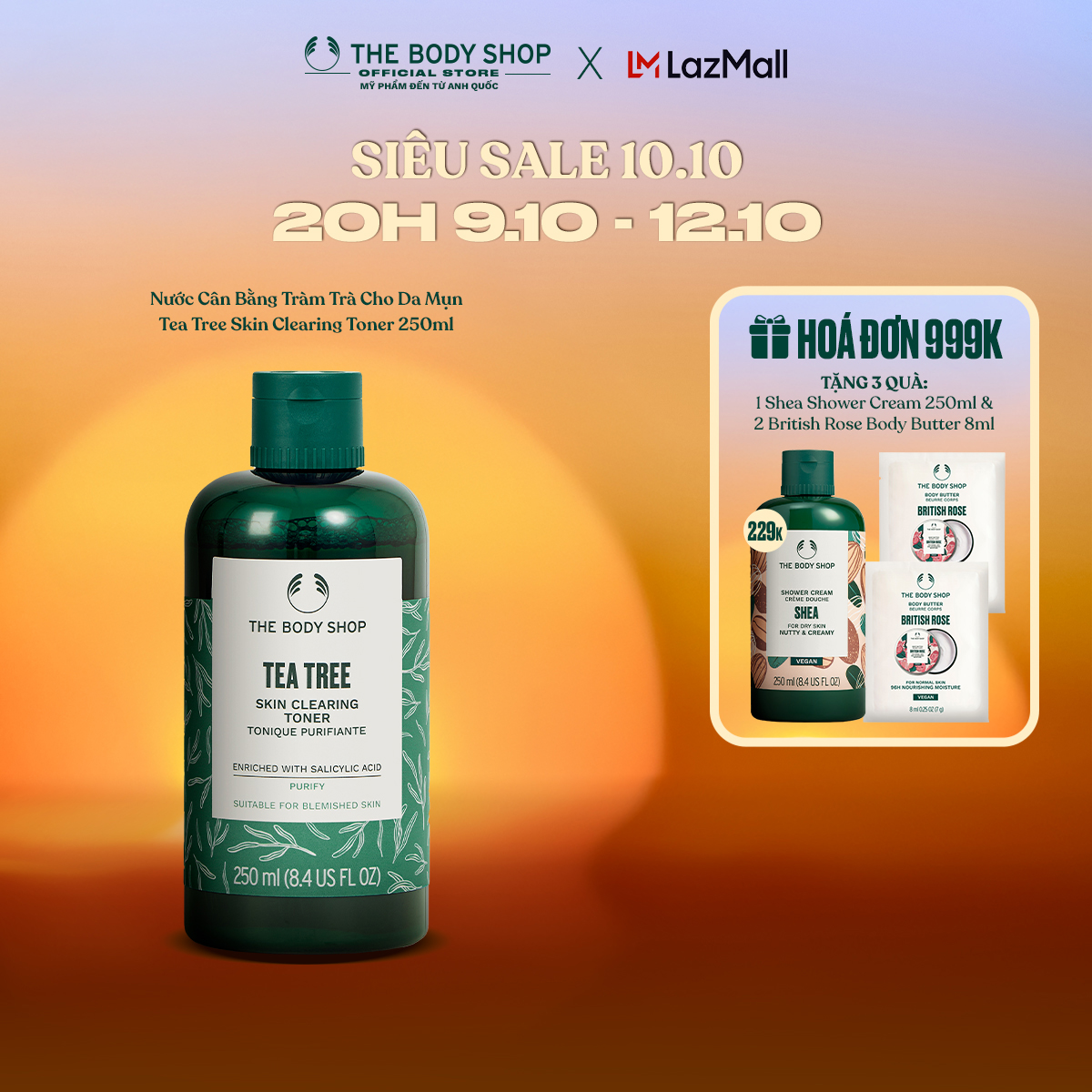 Nước Cân Bằng Tràm Trà Cho Da Mụn Tea Tree Skin Clearing Toner The Body Shop