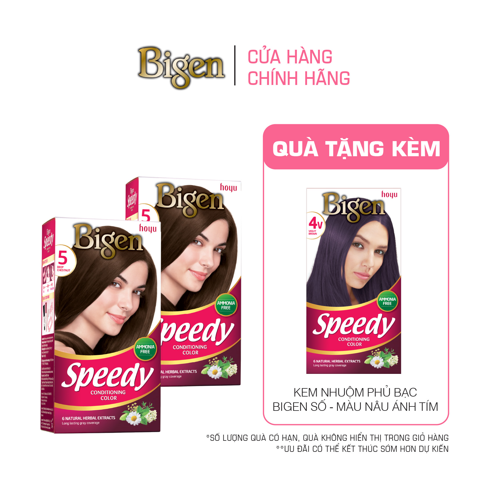 [MALL] Combo 2 Thuốc Nhuộm Tóc Phủ Bạc Thảo Dược, Dưỡng Tóc Mềm Mượt Bigen Speedy Conditioning Color 80ml