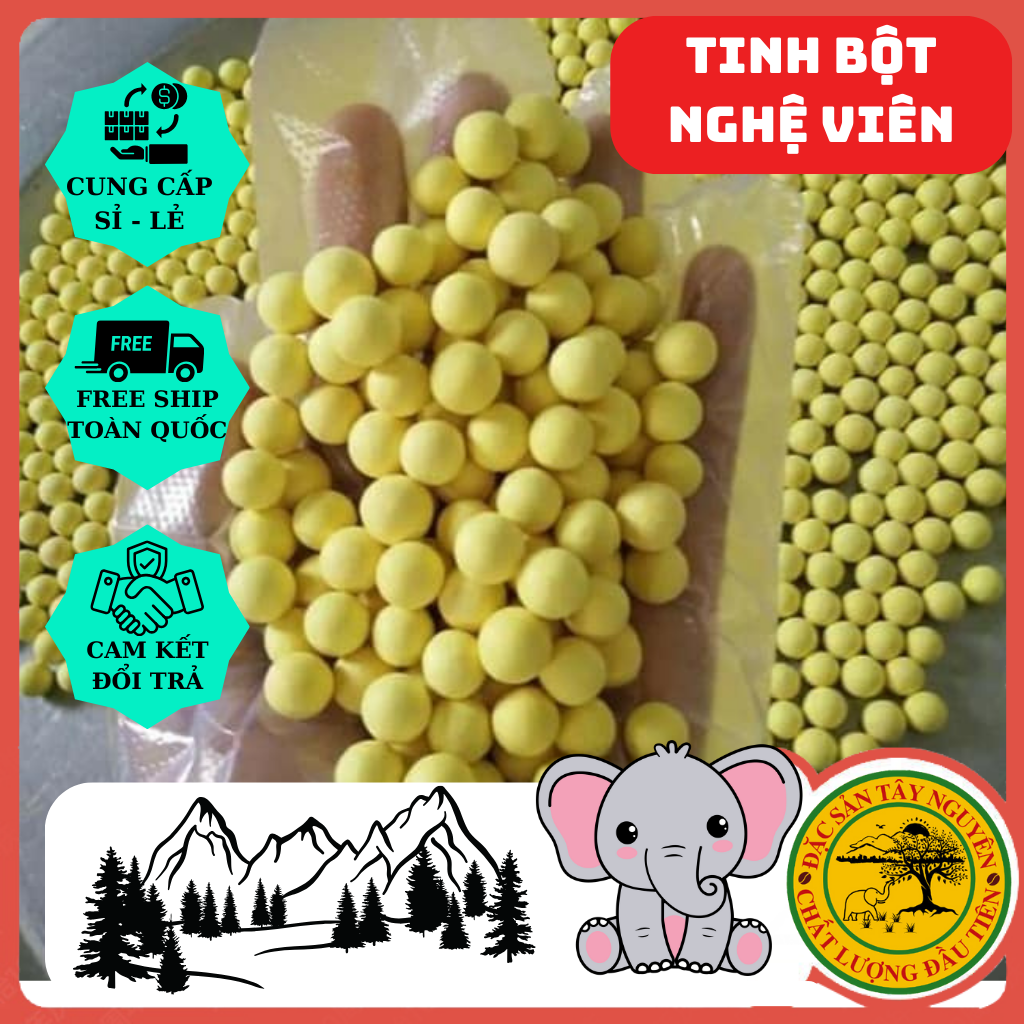 Tinh bột nghệ viên - nguyên chất 100% hỗ trợ dạ dày đau bao tử, đẹp da || đặc sản tây nguyên 48 đăk nông