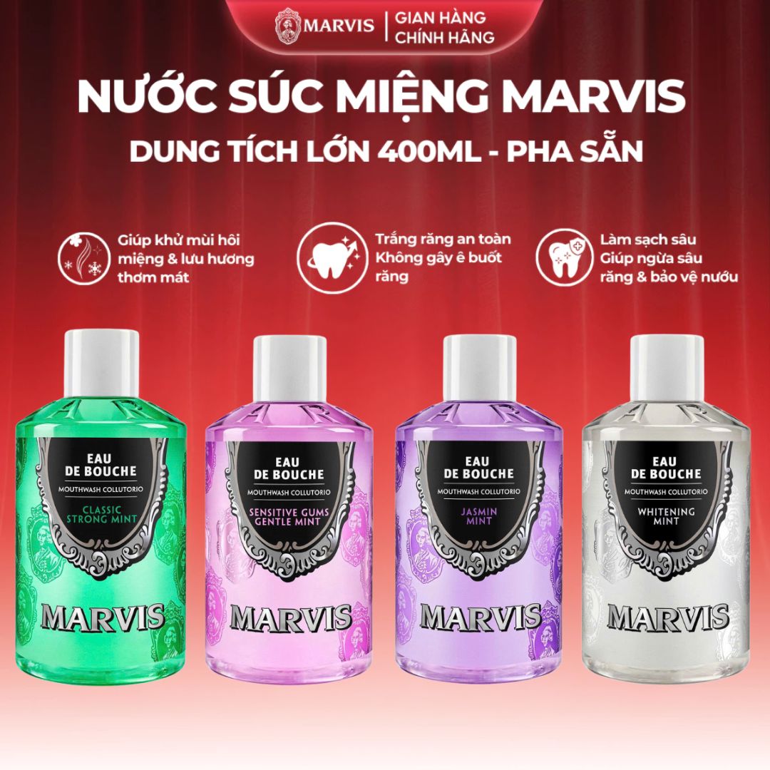 Nước Súc Miệng Marvis Collutorio Giảm Hôi Miệng, Làm Trắng Răng, Dưỡng Ẩm Nướu 400ml