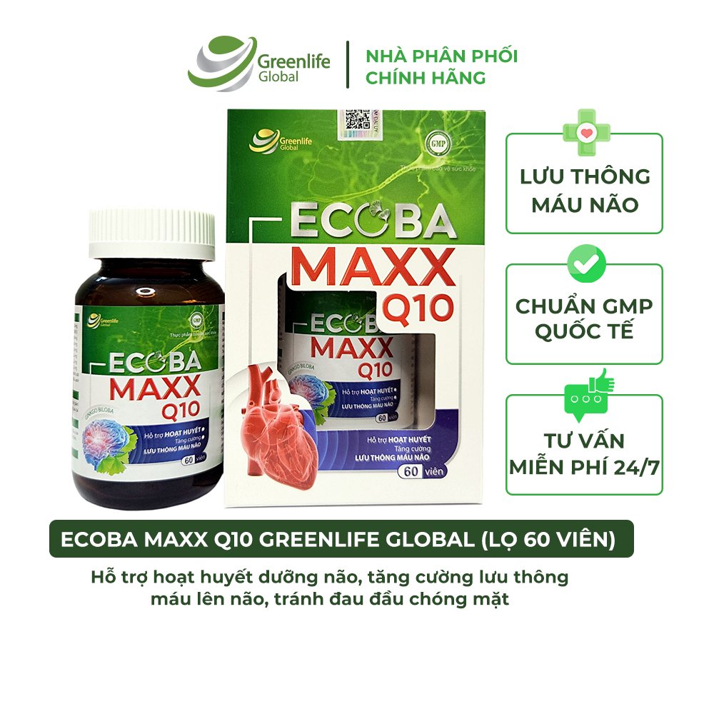 Viên uống bổ não Ecoba Maxx Q10 Ginkgo360mg Lọ 60 viên nang mềm