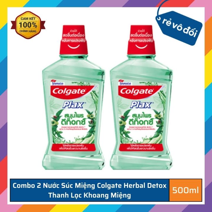 Combo 2 Nước súc miệng Colgate Herbal Detox thanh lọc khoang miệng 500ml - Thái Lan