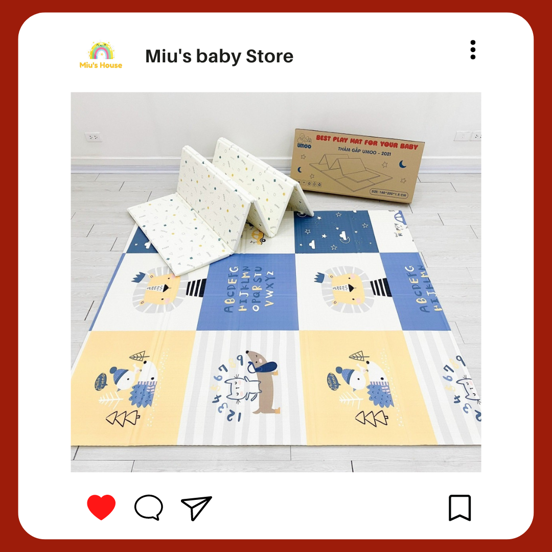 Thảm Gấp Umoo 2022 Cho Bé, Thảm Xốp Gấp Gọn Cho Bé Loại Dày 1,5 Cm Size 1m8 x 2m