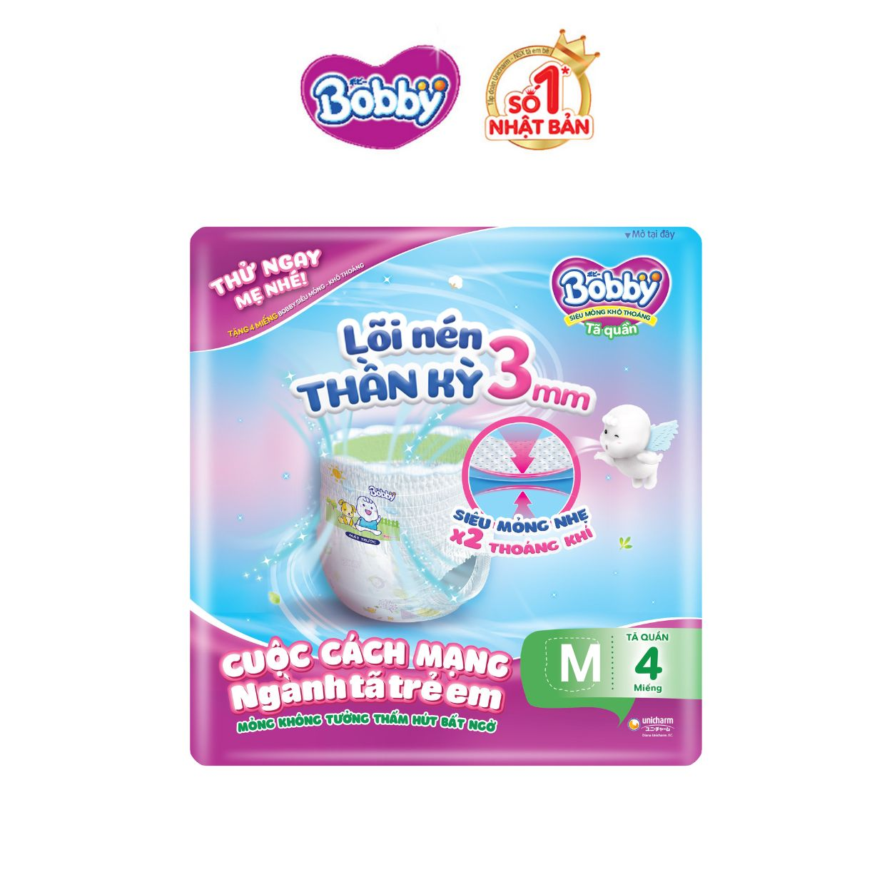 Tã quần Bobby size M - 4 miếng