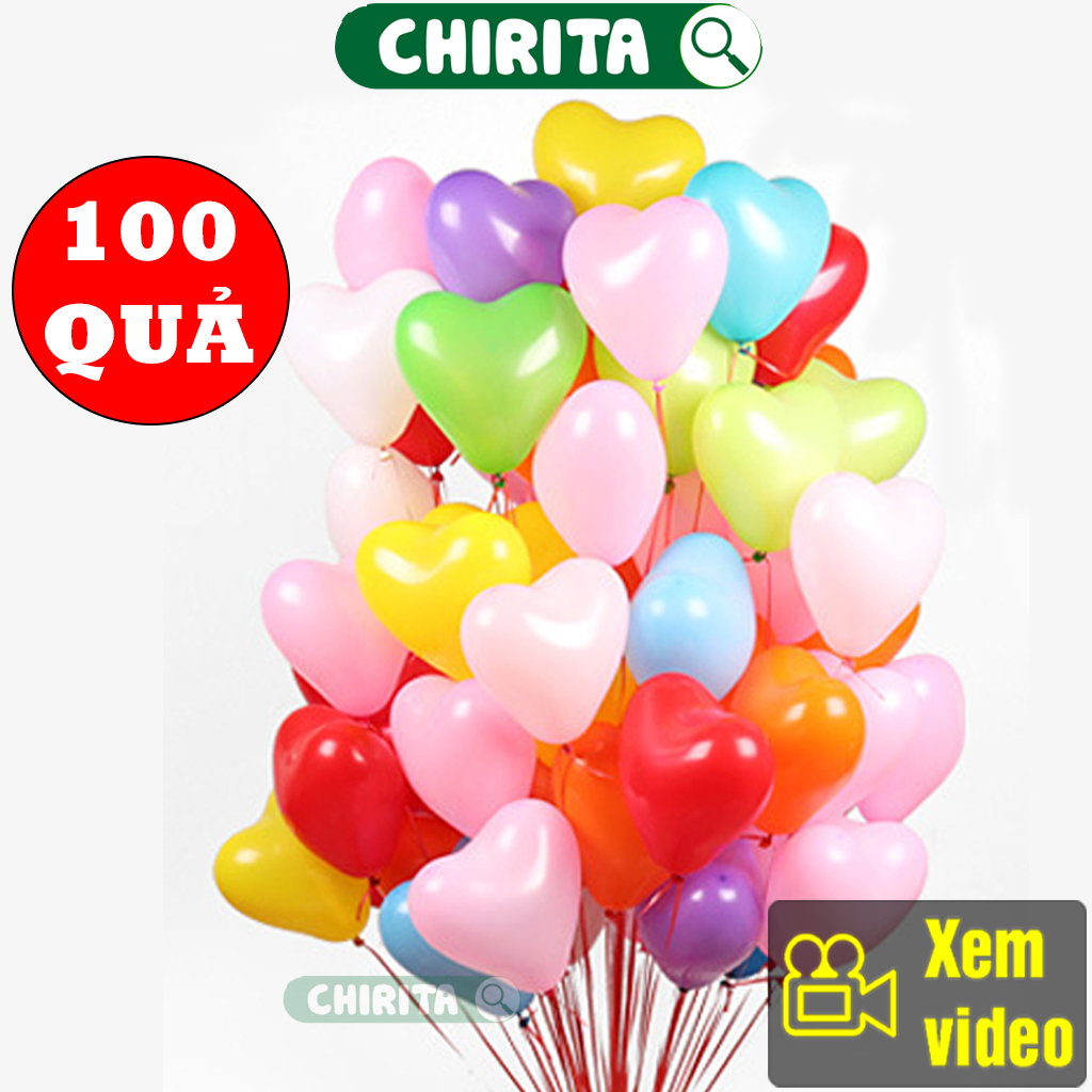 Bong Bóng Trang Trí Sinh Nhật 100 QUẢ LOẠI 6 INCH - Bong Bóng Sinh Nhật Nhiều Màu Hình Tròn, Hình Trái Tim, Bong Bóng Bay Trang Trí Tiệc, Đám Cưới, Đồ Chơi Trẻ Em CHIRITA