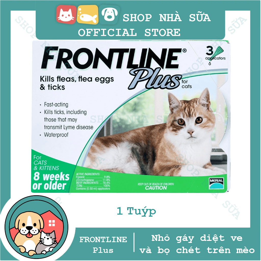 Thuốc Nhỏ Gáy Trị Ve và Bọ Chét Trên Mèo - FRONTLINE PLUS CAT - 1 tuýp - Nông Trại Thú Cưng