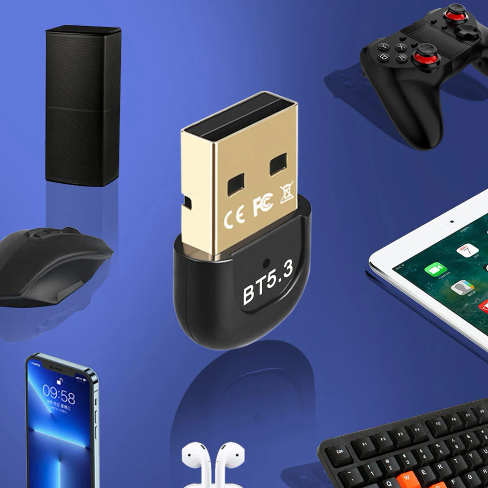 USB Receiver hỗ trợ Windows 7Win8.1Win1011 Hệ thống Bluetooth tương thích 5.3 USB Adapter Dongle cho Máy tính để bàn PC chuột không dây