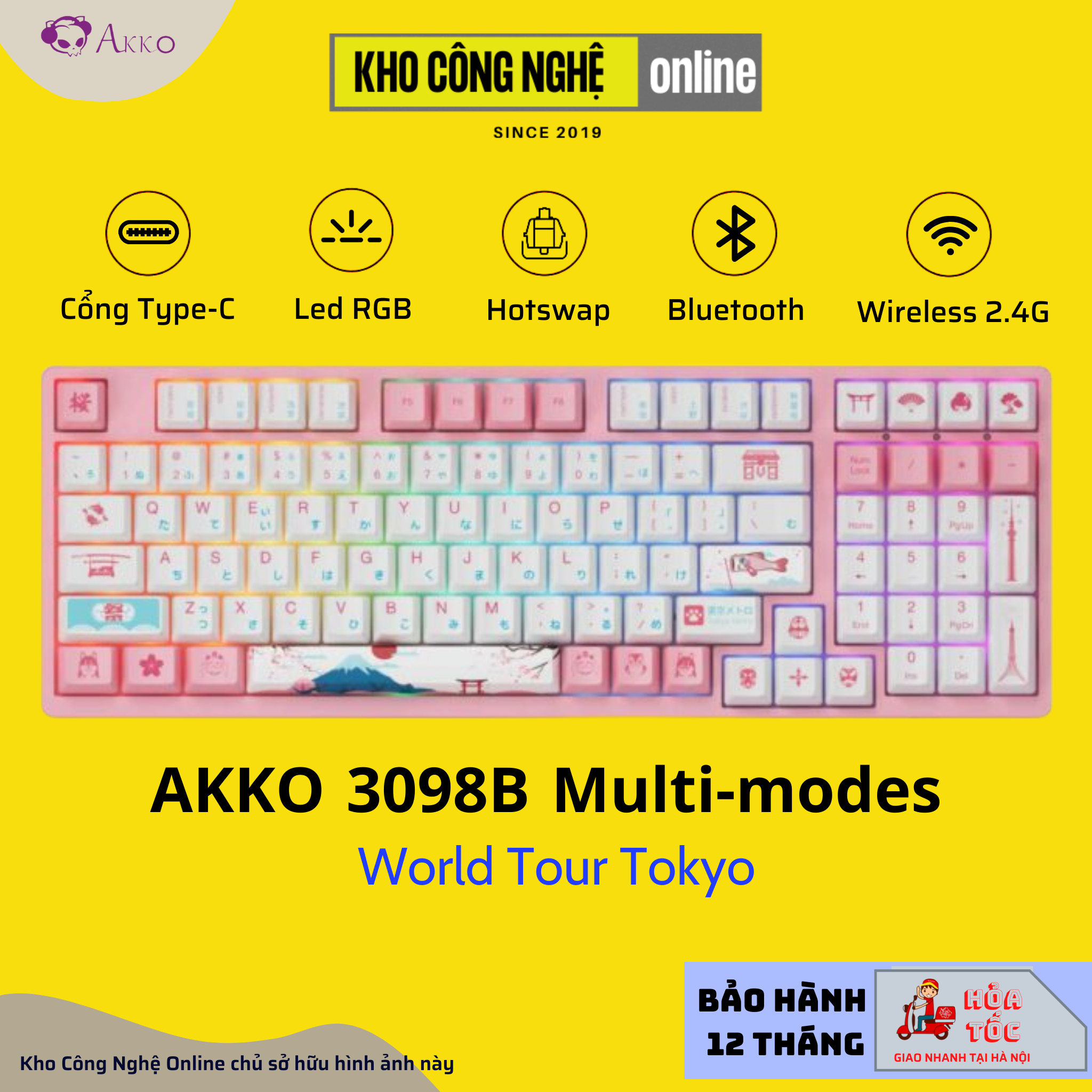 Bàn phím cơ AKKO 3098B Multi-modes World Tour Tokyo R2 (Hotswap / RGB / TTC Ace)