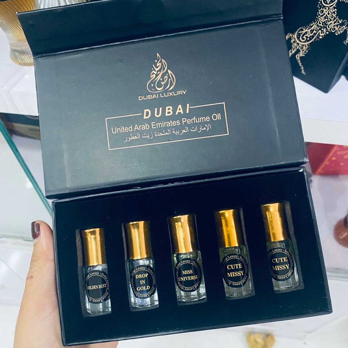 Set 5 Chai Tinh Dầu Nước Hoa Mini Dubai Chai Bi Lăn - HÀNG CHUẨN