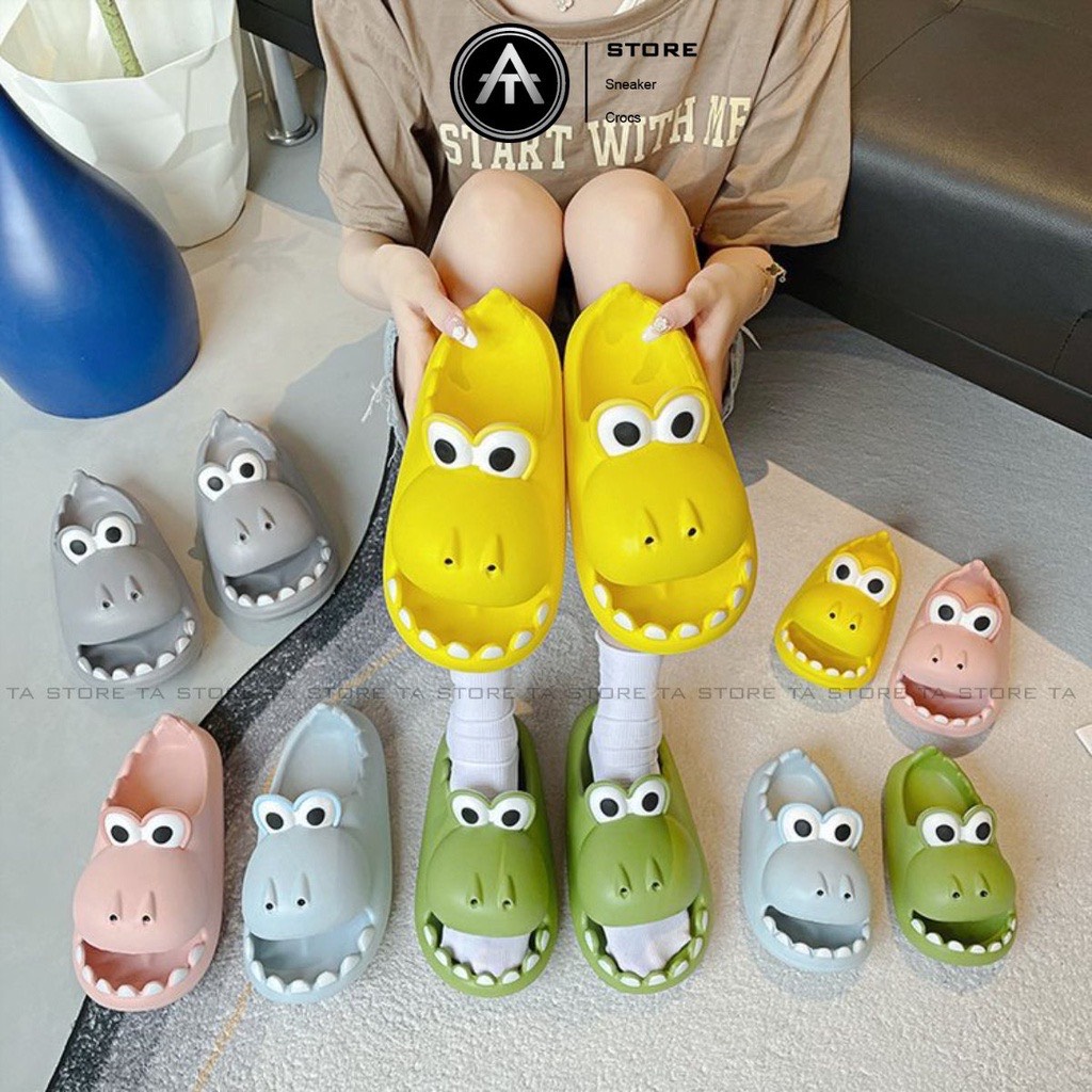 Dép quai ngang cá sấu,dép hà mã, cá sấu há miệng mắt to cho người lớn siêu cute phong cách Ulzzang sành điệu