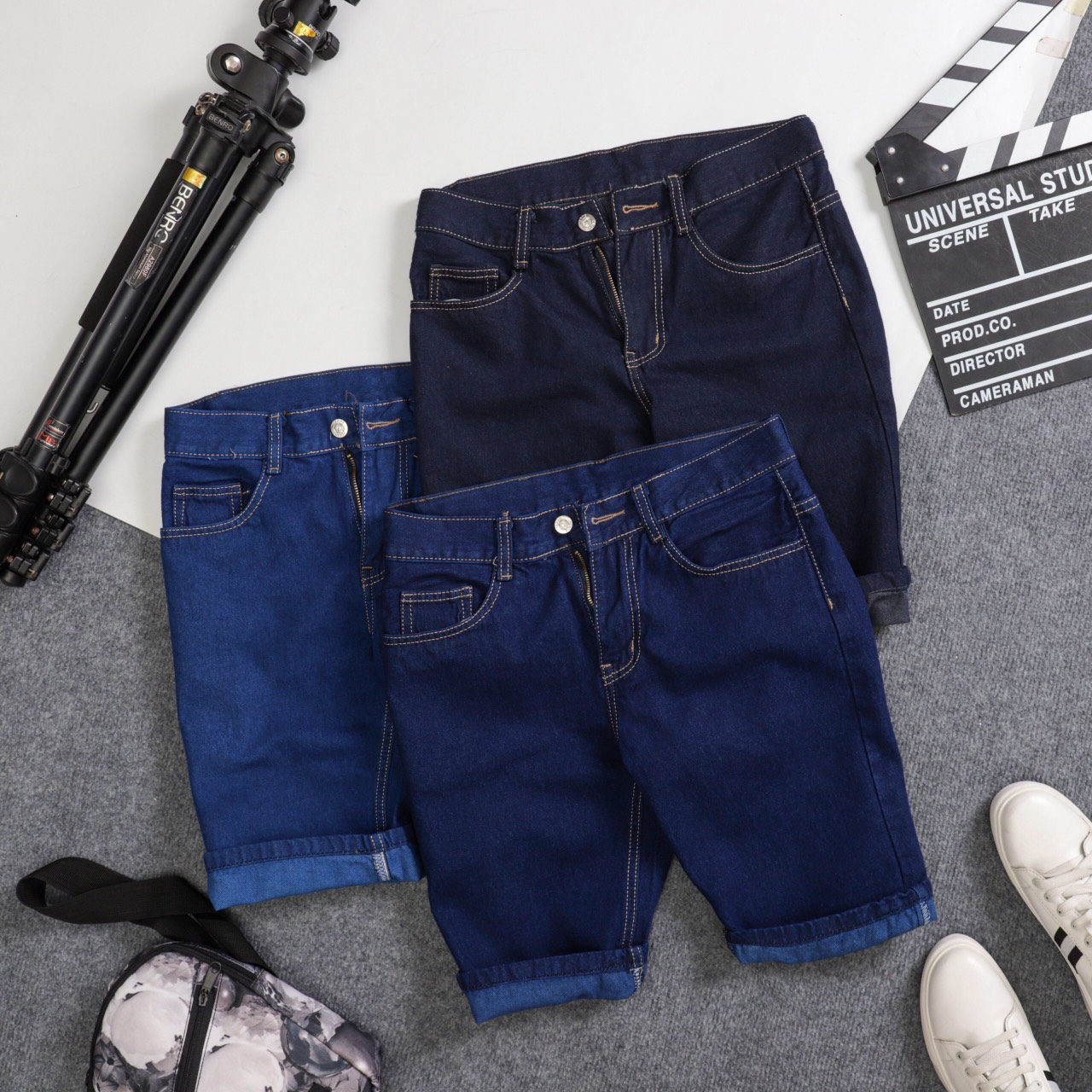 Quần sọt jeans nam trơn wach cao câp