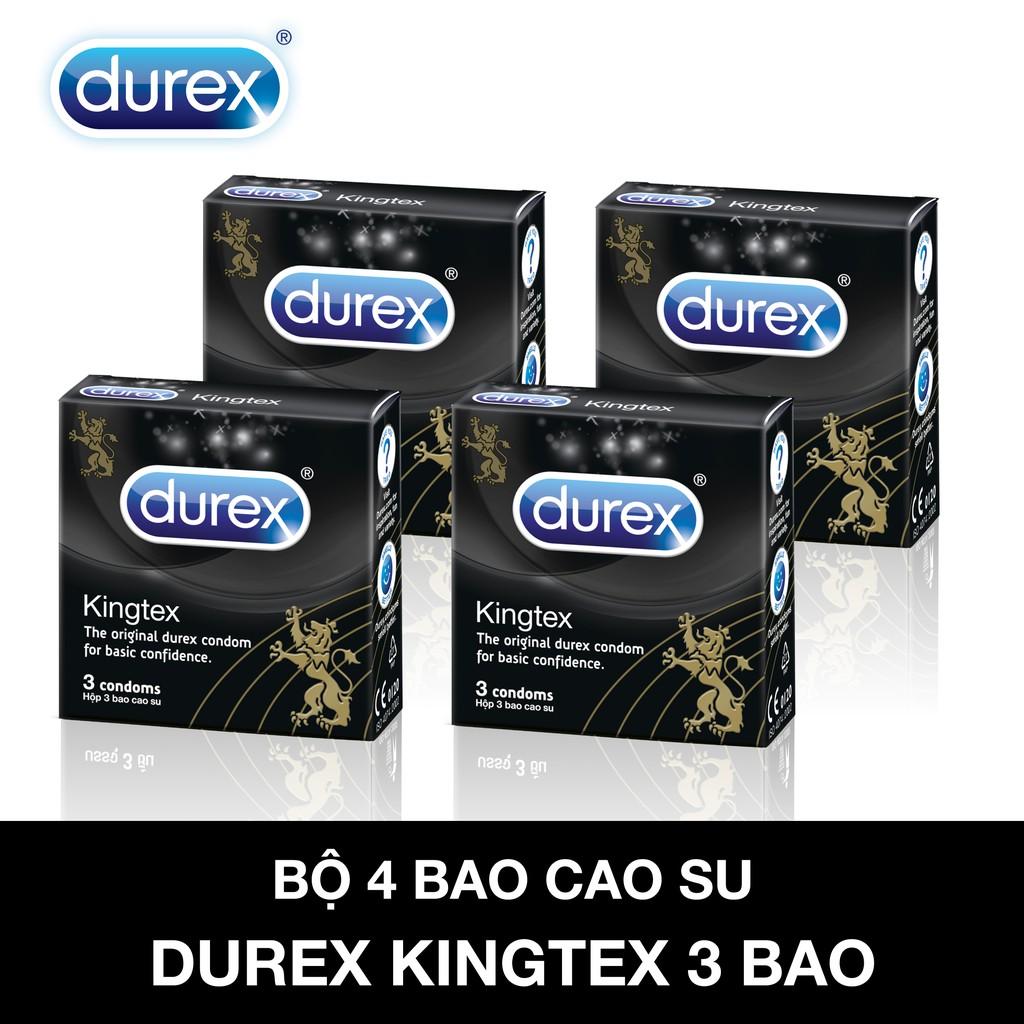 Combo 4 hộp bao cao su size nhỏ Durex Kingtex ôm khít hộp 3c