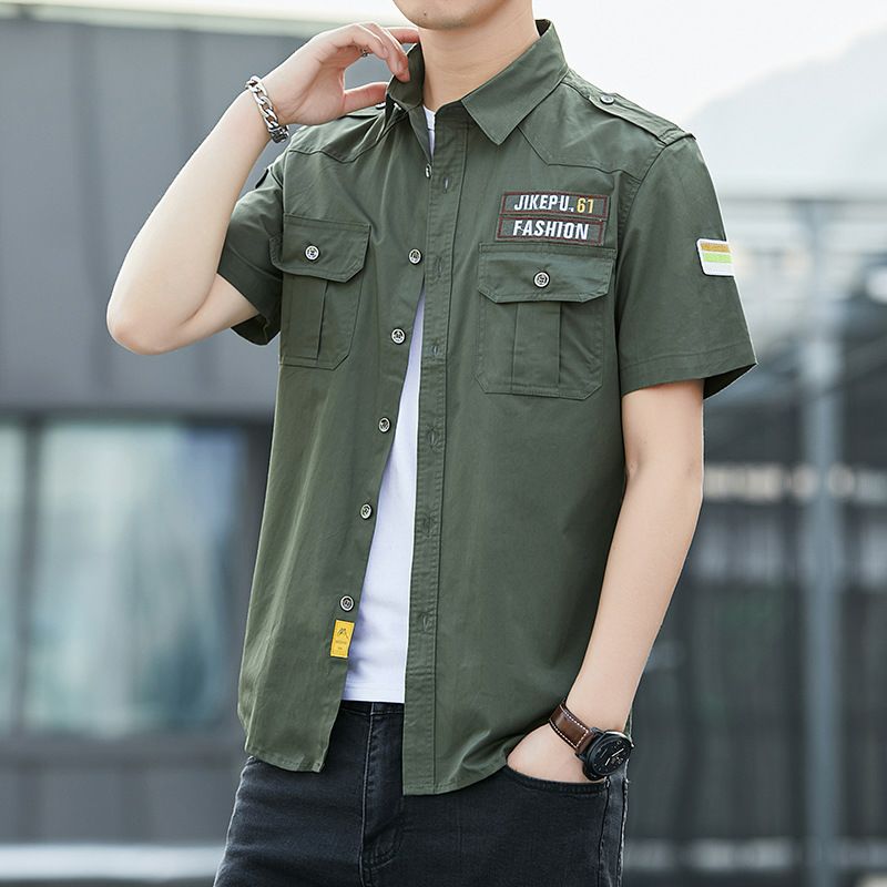 [HCM]Áo sơ mi nam cộc tay phong cách lính ARM-978 (Xanh Lính)