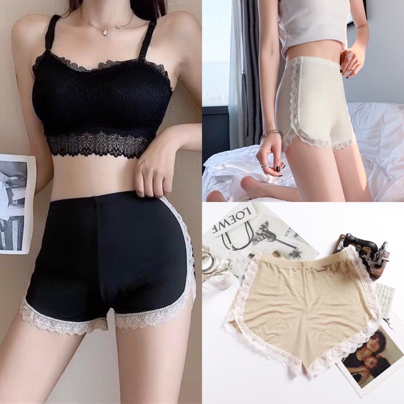 Quần đùi mặc váy, quần mặc nhà phối viền ren mềm mại l,xl