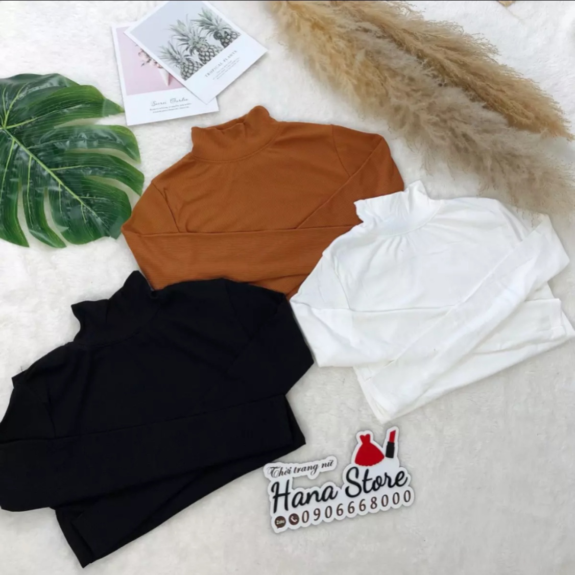 Áo thun cổ lọ dài tay nữ phong cách Hàn Quốc / Áo thun nữ body tay dài cổ lọ màu trơn
