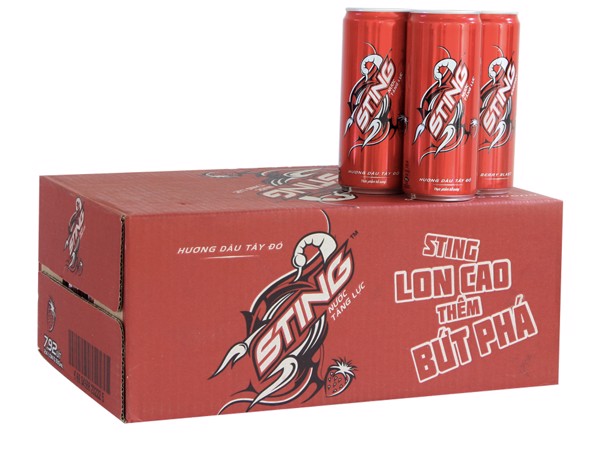 [HCM]Thùng 24 Lon Nước Tăng Lực Sting Dâu 330ml