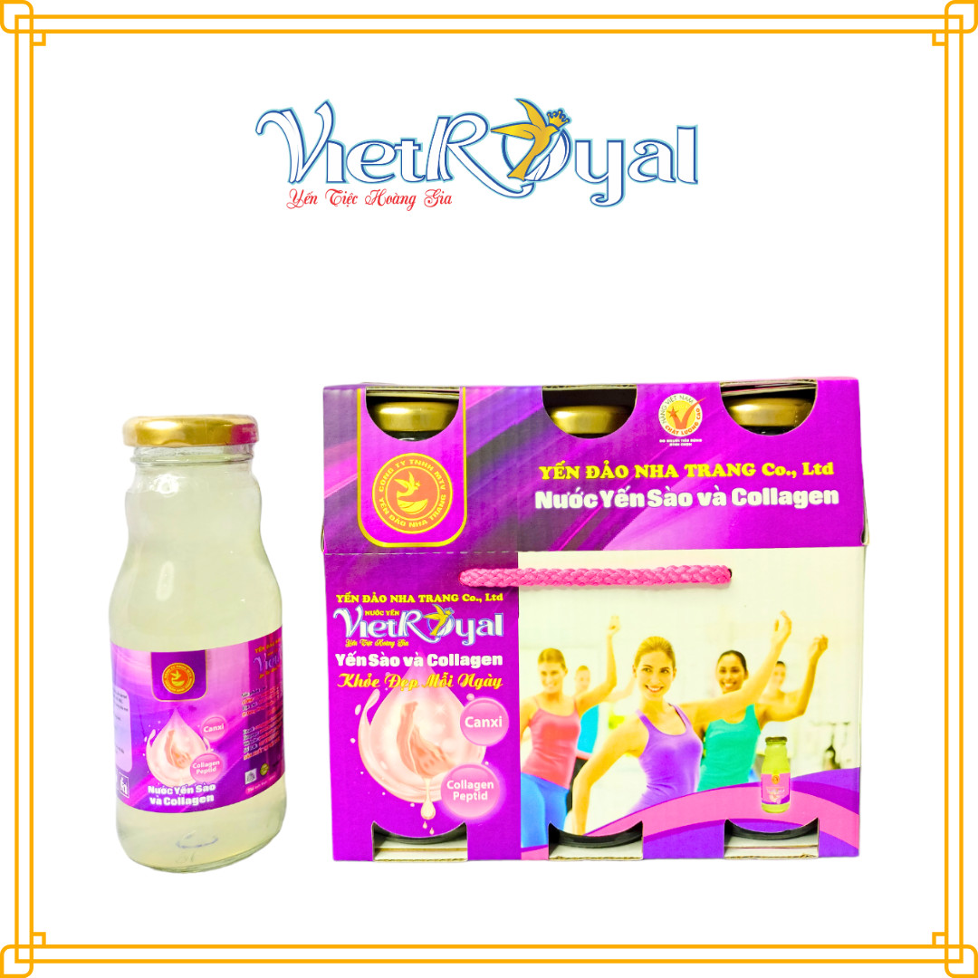 Lốc 6 chai Nước yến Vietroyal yến sào và collagen chai 180ml