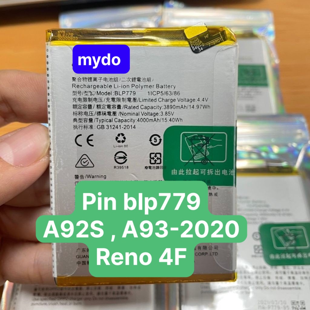 Pin thay thế oppo a93 dung lượng 4000mah mã blp779 zin bảo hành 6 tháng 1 đổi 1