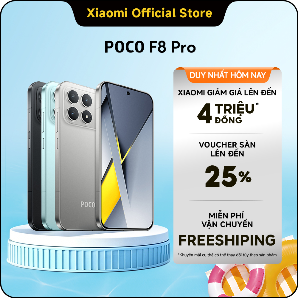 [Độc Quyền Online] Điện thoại POCO F8 Pro |Snapdragon® 8 Elite, pin 6210mAh, màn hình AMOLED 6.59'' 120Hz siêu sắc nét, camera 50MP OIS, chuẩn IP68 chống bụi, chống nước