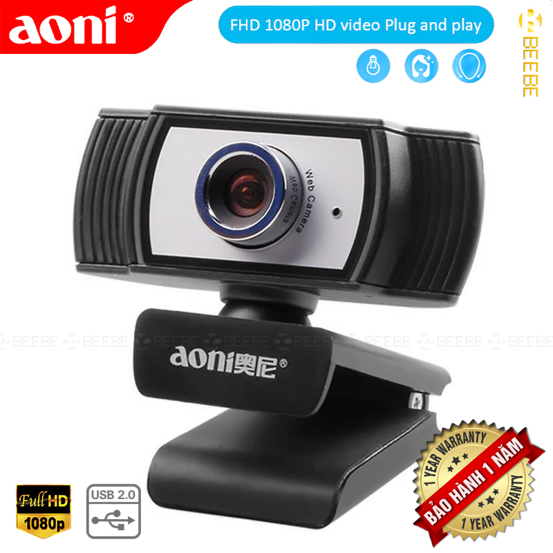Computer Web Camera Portable Aoni C33 Beauty FHD 1080P IPTV Webcam Teleconference Teaching Live Broadcast Computer Camera with Microphone, Drive-Free Plug and Play