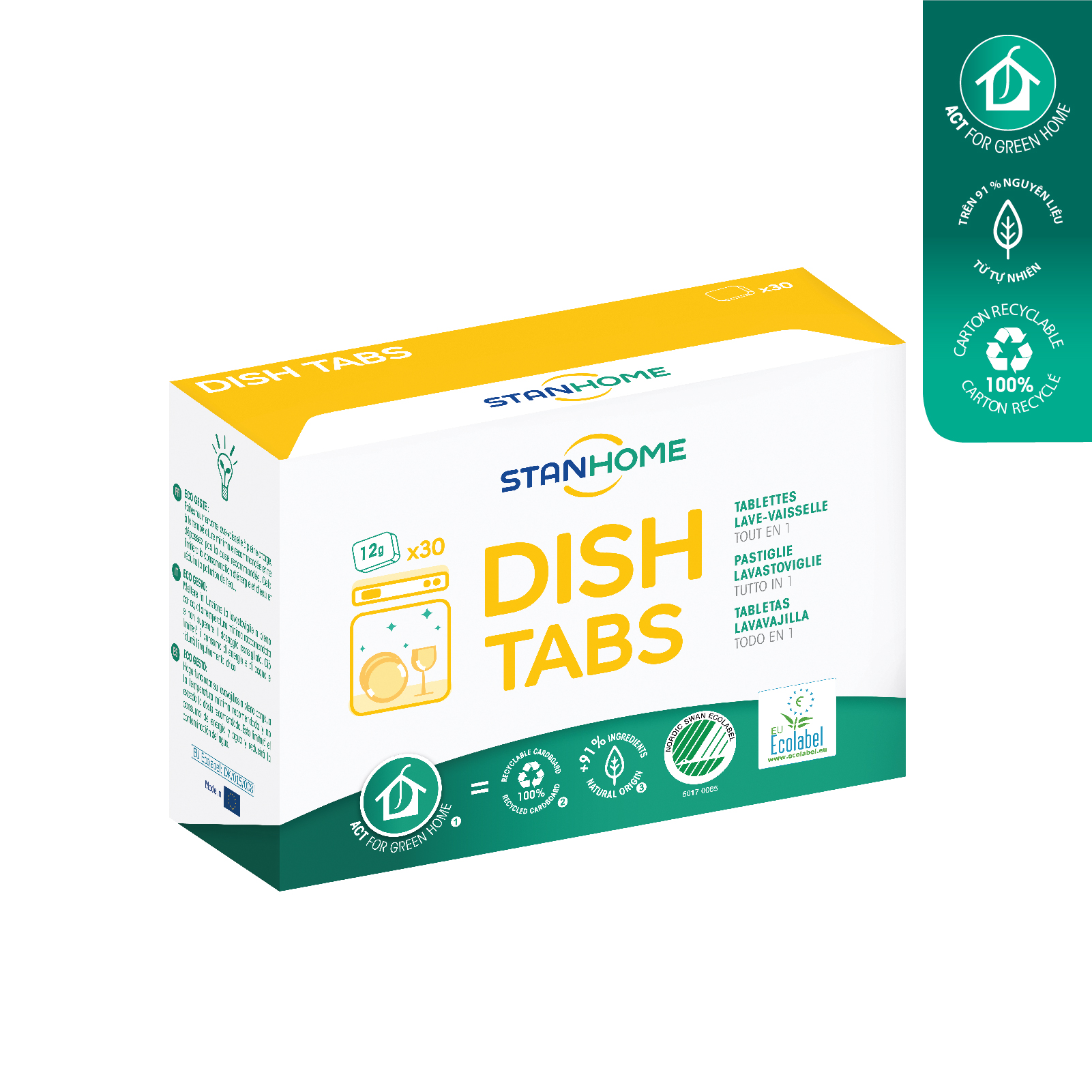 Viên rửa bát cho máy Stanhome Dish Tabs All in one tiêu chuẩn Ecolabel
