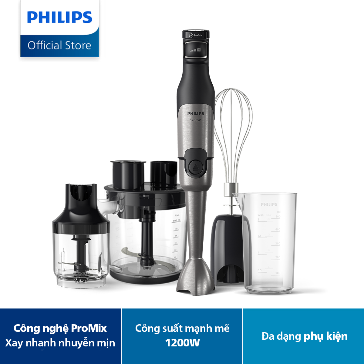 Máy xay cầm tay đa năng dòng 5000 series cao cấp philips hr2685/00 - hàng phân phối chính hãng