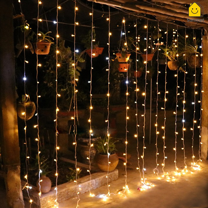 Đèn LED 3x3m Rèm Màu Vàng Đa Sắc Trang Trí Phòng Ban Công Cửa Sổ Nhiều chế độ flash