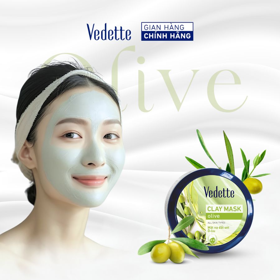 [MUA 2 TẶNG 1 MẶT NẠ 22ML] Mặt nạ đất sét Vedette Ô-liu (Olive) 145g (TPM217)