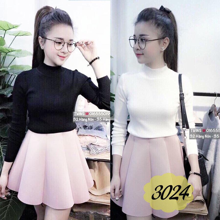 Set Áo Và Chân Váy Xếp Ly Chất Thun Gân Tay Dài Phụ Hợp Mặc Dự Tiệc, Đi Chơi, Công Sở Dễ Thương, Xinh (Trắng, Đỏ, Đen) - Gia Nguyen.Store