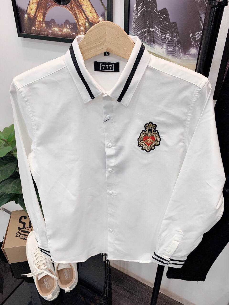 Áo Sơ Mi Nam Trắng LOGO Cao Cấp Vải Chống Nhăn Q02