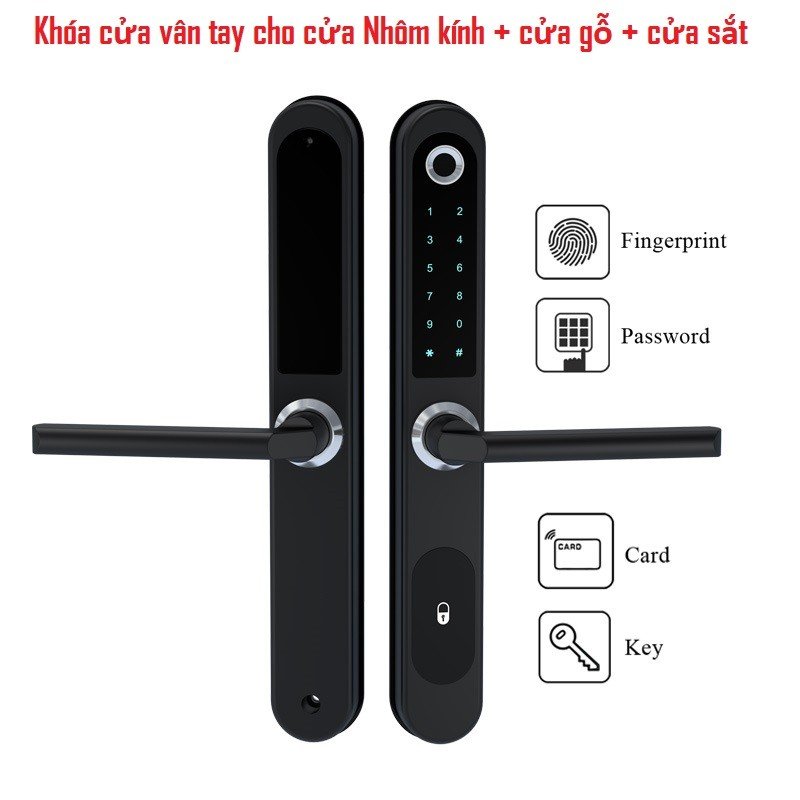 Khóa cửa vân tay Tuya bluetooth cho cửa nhôm kính