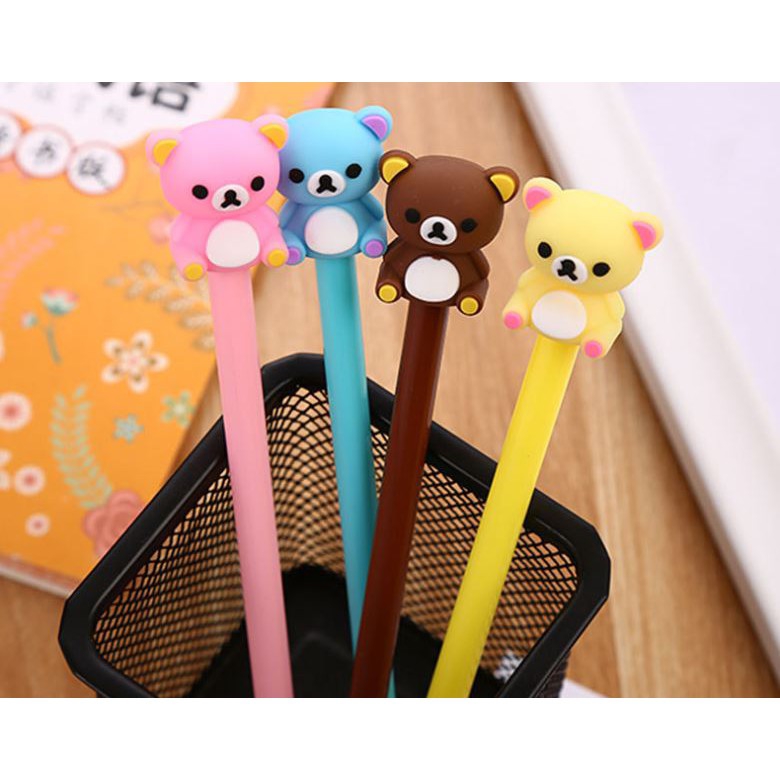 Bút gel nước mực đen gấu kute nhiều màu h15