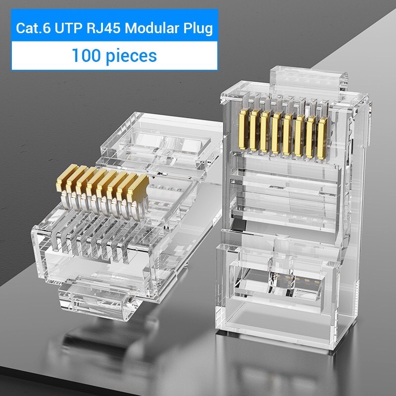 10 - 100 đầu bấm hạt mạng cat6 commscope amp chân mạ vàng 24k, 6-2111989-3