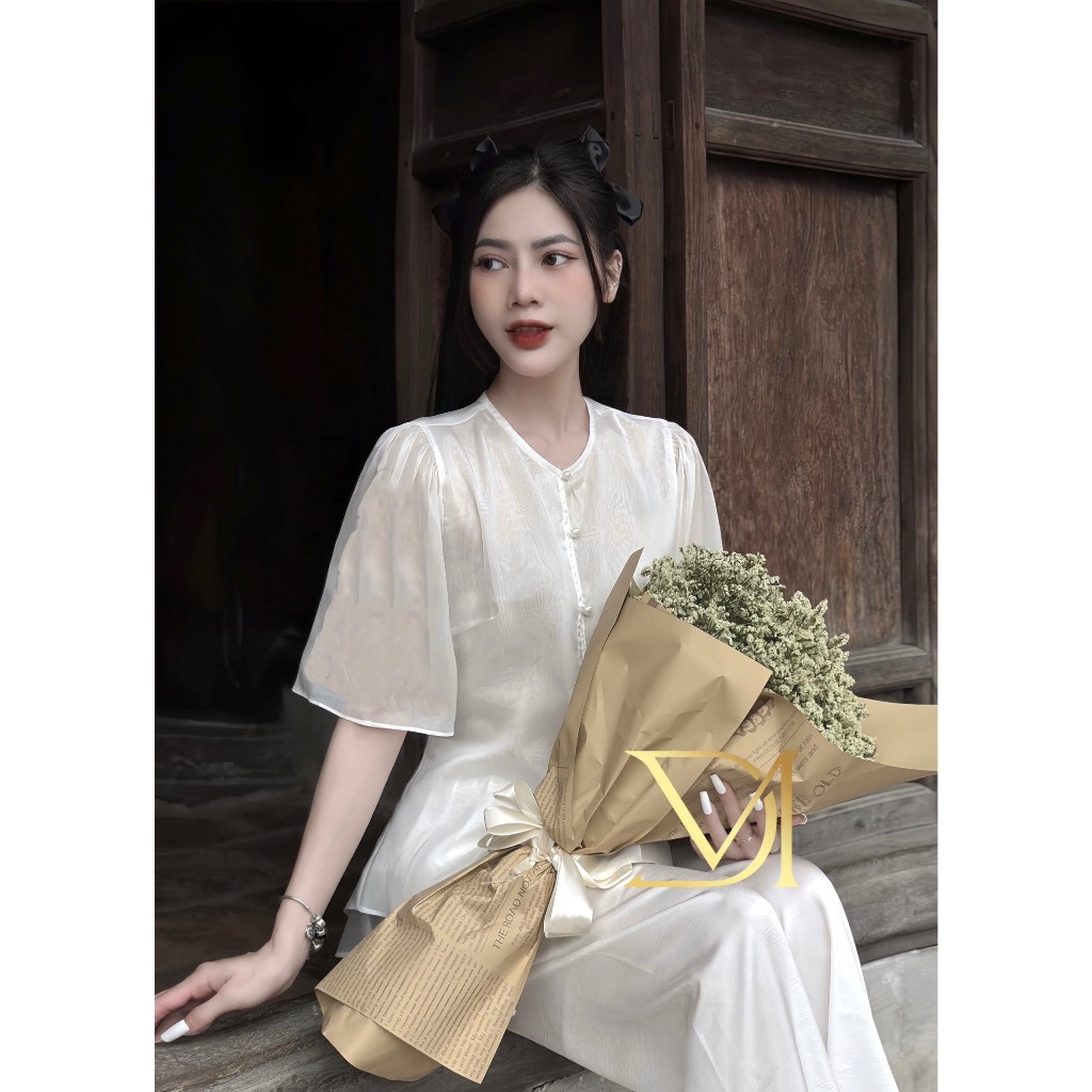 Đồ lam đi chùa - bộ chất voan 2 lớp-trang nhã v1